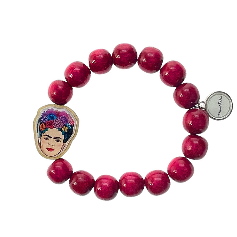 Holzarmband Frida Kahlo Pink Holzarmband Frida Kahlo Pink
