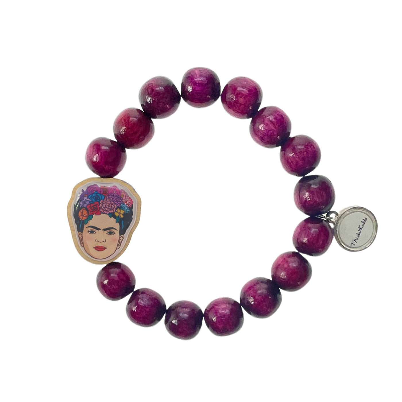 Holzarmband Frida Kahlo Bordeaux