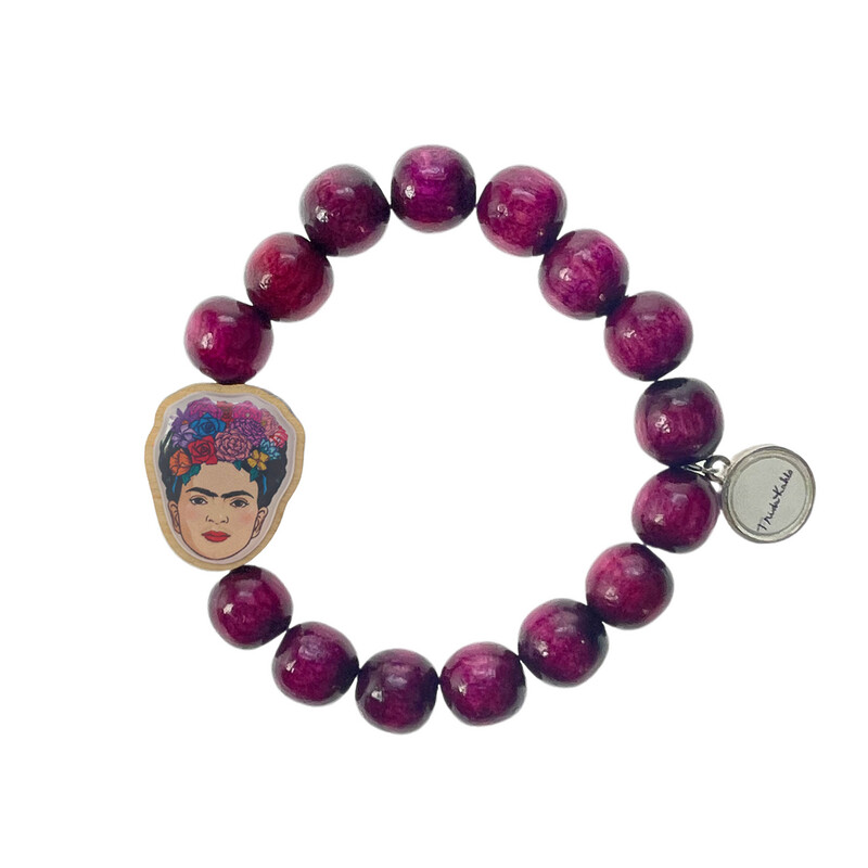 Holzarmband Frida Kahlo Bordeaux Holzarmband Frida Kahlo Bordeaux