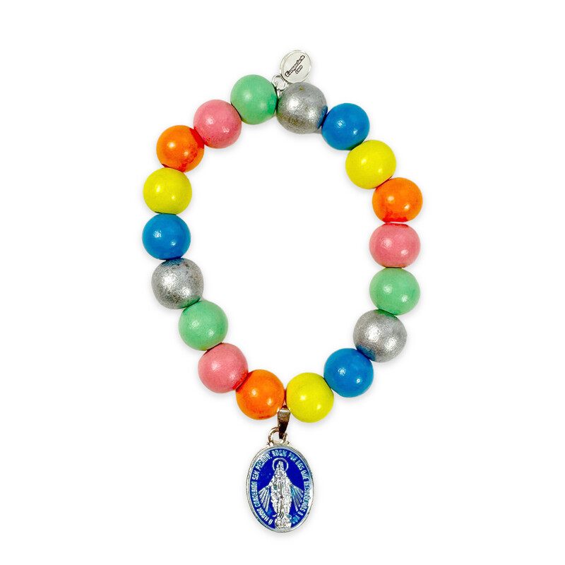 Wooden bracelet Madonna Candy made from 12mm wooden beads