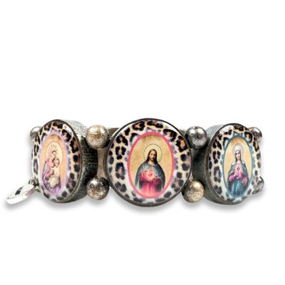 "Wooden bracelet Leo & saint motifs "