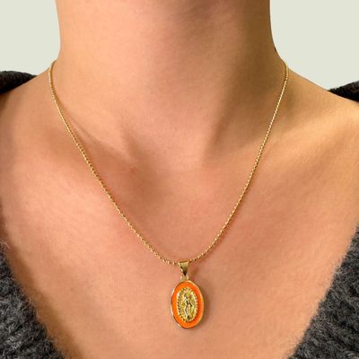 Goldkettchen mit Madonna orange Goldkettchen mit Madonna orange