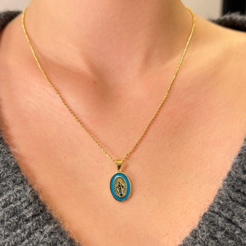 Goldkettchen mit Madonna Blau Goldkettchen mit Madonna Blau