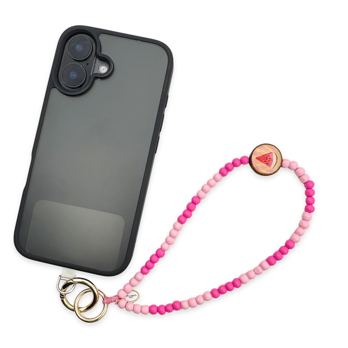 Kurze Handykette Rosa-Lipstick mit Pin