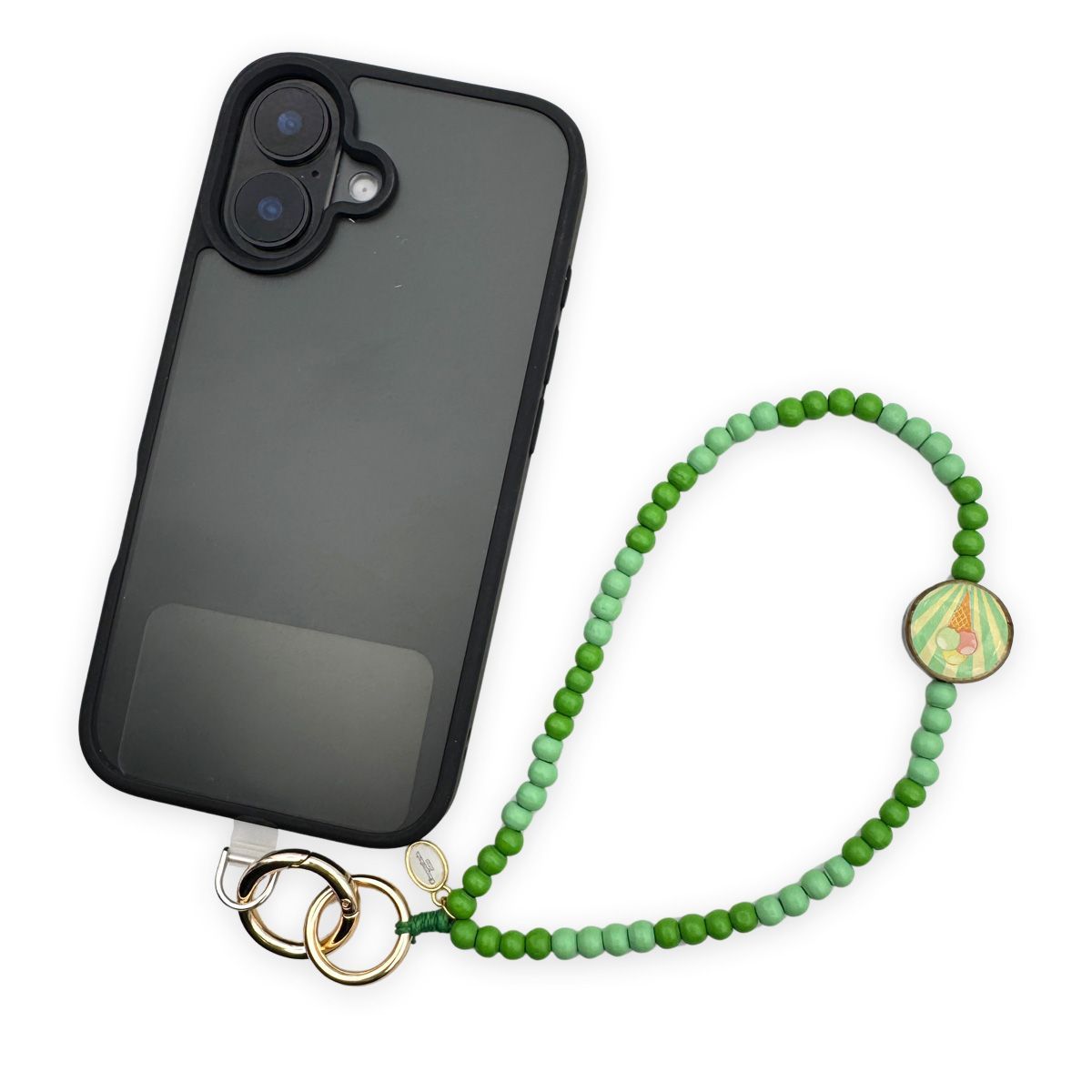 Kurze Handykette Mint-Apple mit Pin