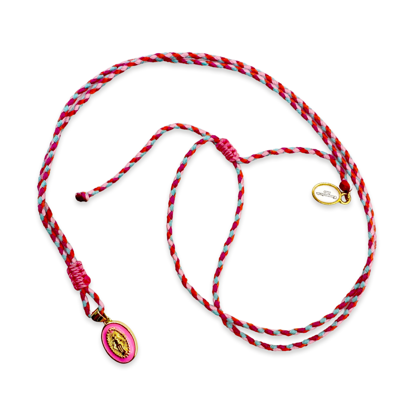 Kette String mit Madonna Anhänger, Madonnakette String: Rosa
