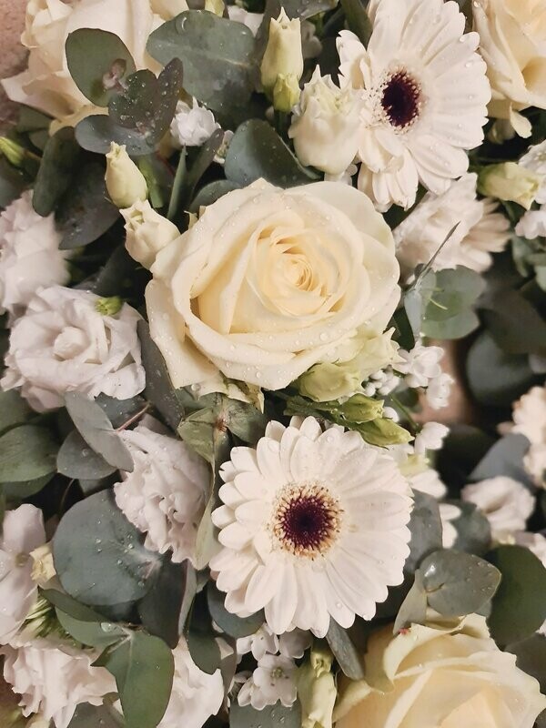 Natural whites and green