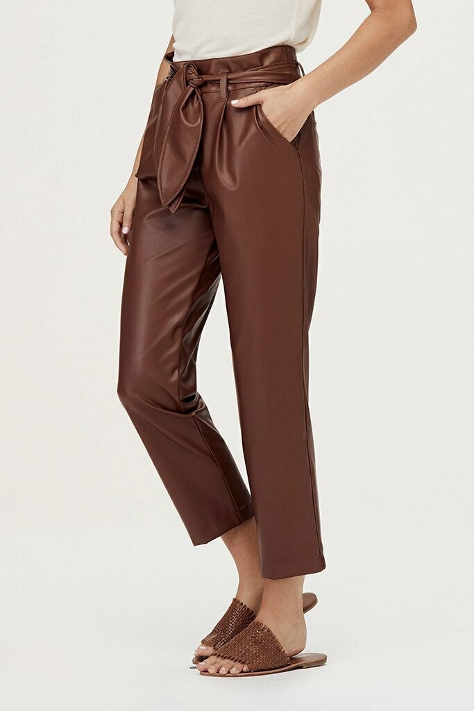 LEXI BELTED PAPERBAG PANT COGNAC