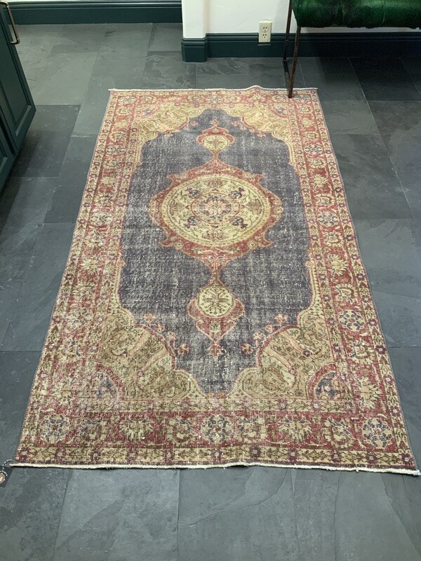 VINTAGE RUG FADED MAROON/BLUE GREY