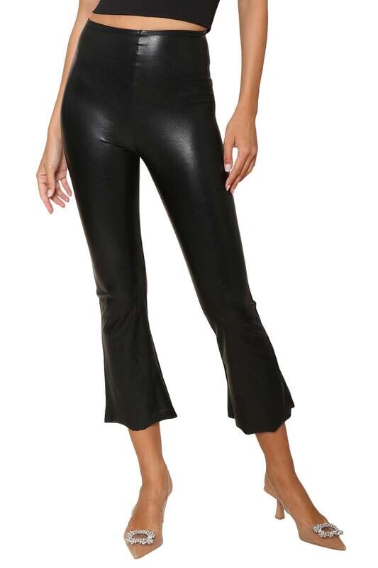 BLACK FAUX CROPPED FLARE
