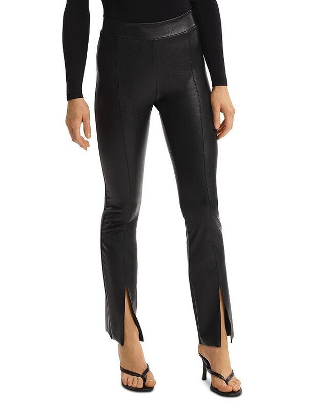 FAUX LEATHER SPLIT FRONT PANT