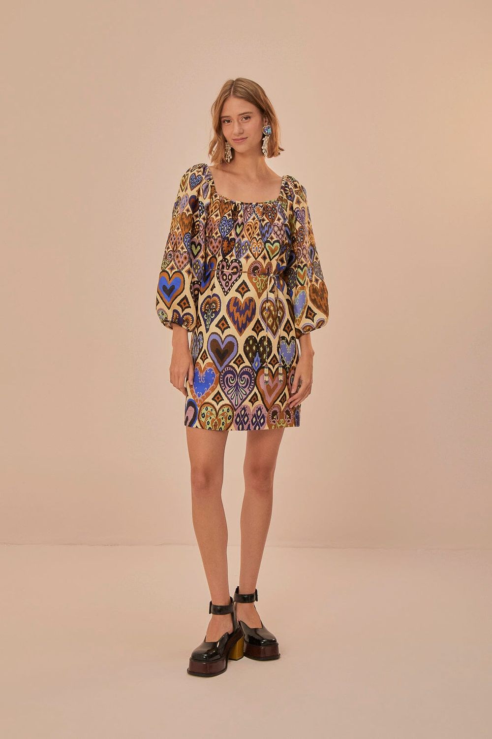 HEARTS IKAT CREAM DRESS