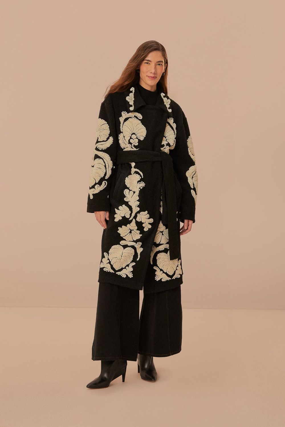 HELEN BLK/WHITE FLEECE COAT