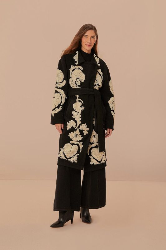 HELEN BLK/WHITE FLEECE COAT