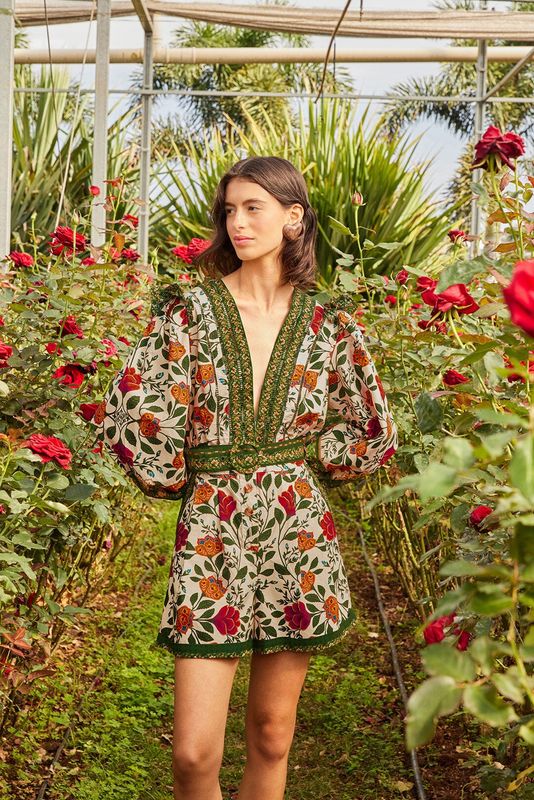 GARDEN TAPESTRY SAND ROMPER