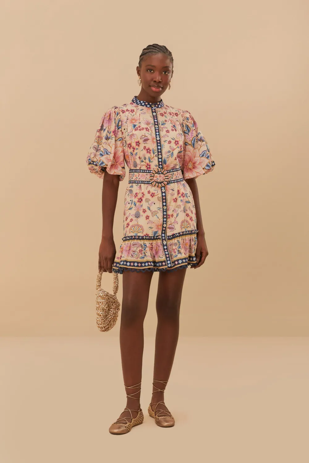 SUPERBLOOM TAPESTRY CREAM MINI DRESS