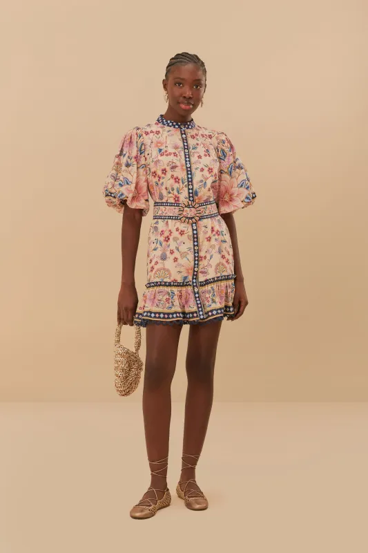SUPERBLOOM TAPESTRY CREAM MINI DRESS
