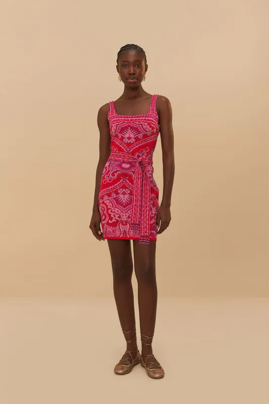 PAISLEY SCARF KNIT MINI DRESS