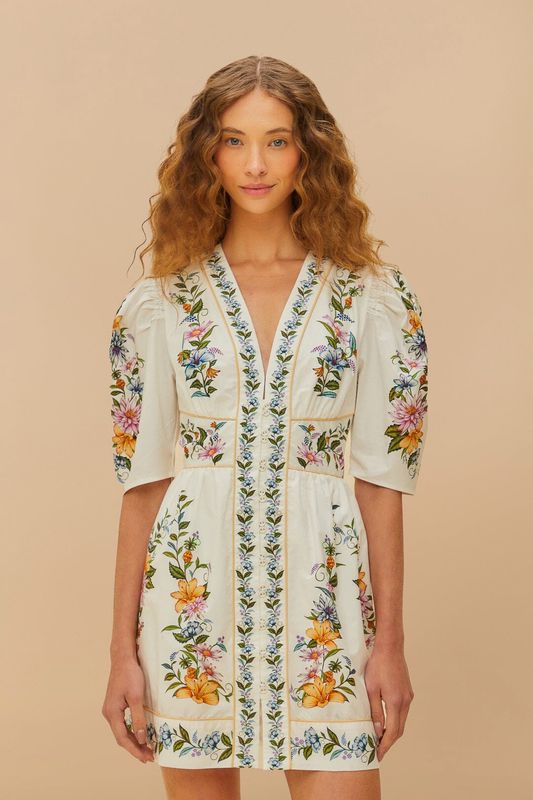 SWEET BLOOM DREAMSCAPE OFF-WHITE MINI DRESS