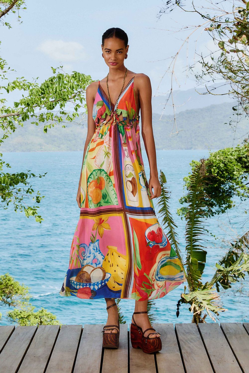 SUMMER PICNIC MULTICOLOR MACRAME YOKE MAXI DR