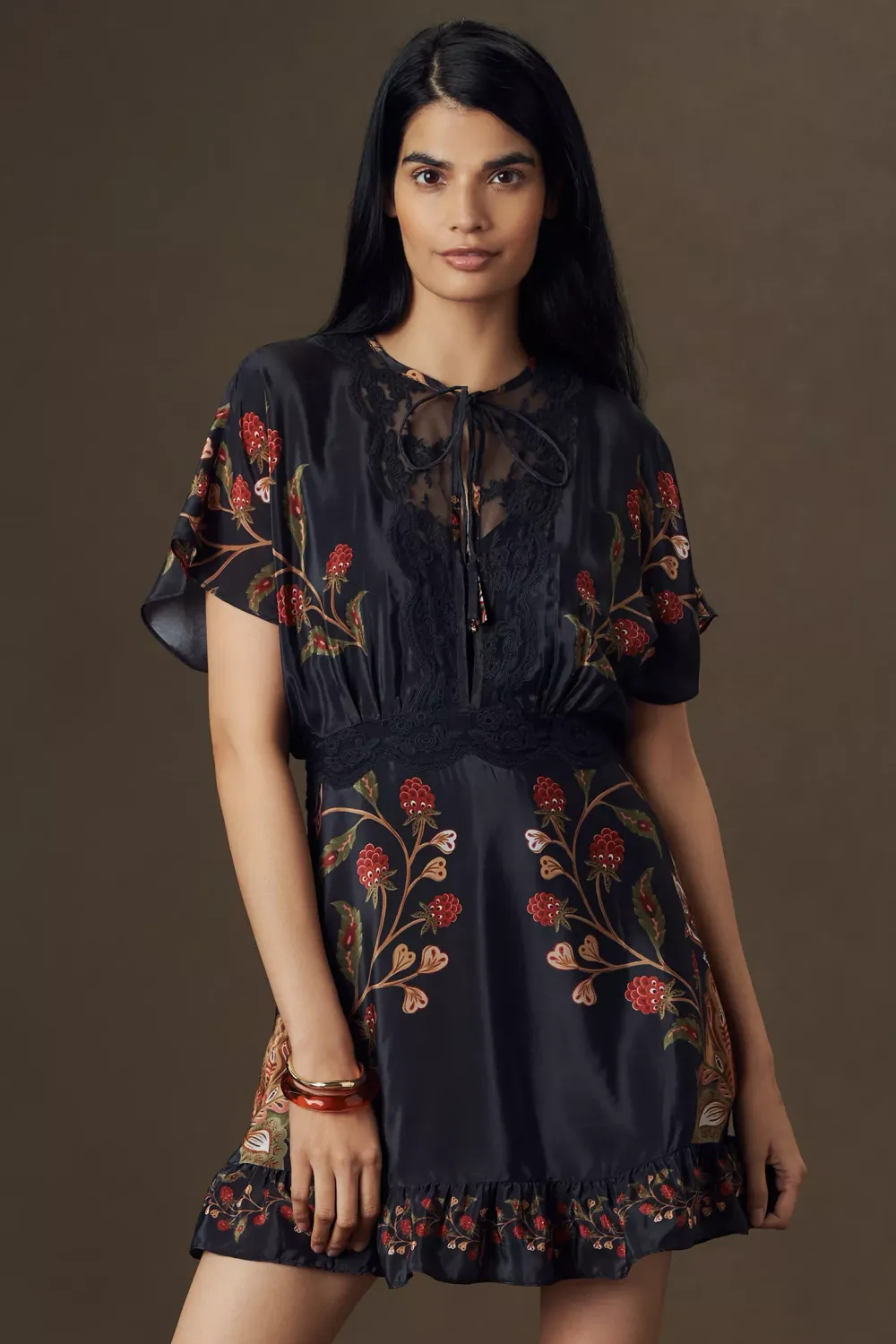 BERRY GARDEN BLACK MINI DRESS