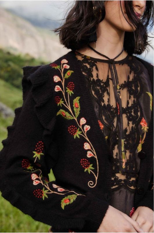 BERRY EMBROIDERY KNIT CARDIGAN