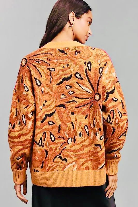 BOLD TIGER SLEEVE KNIT CARDIGAN