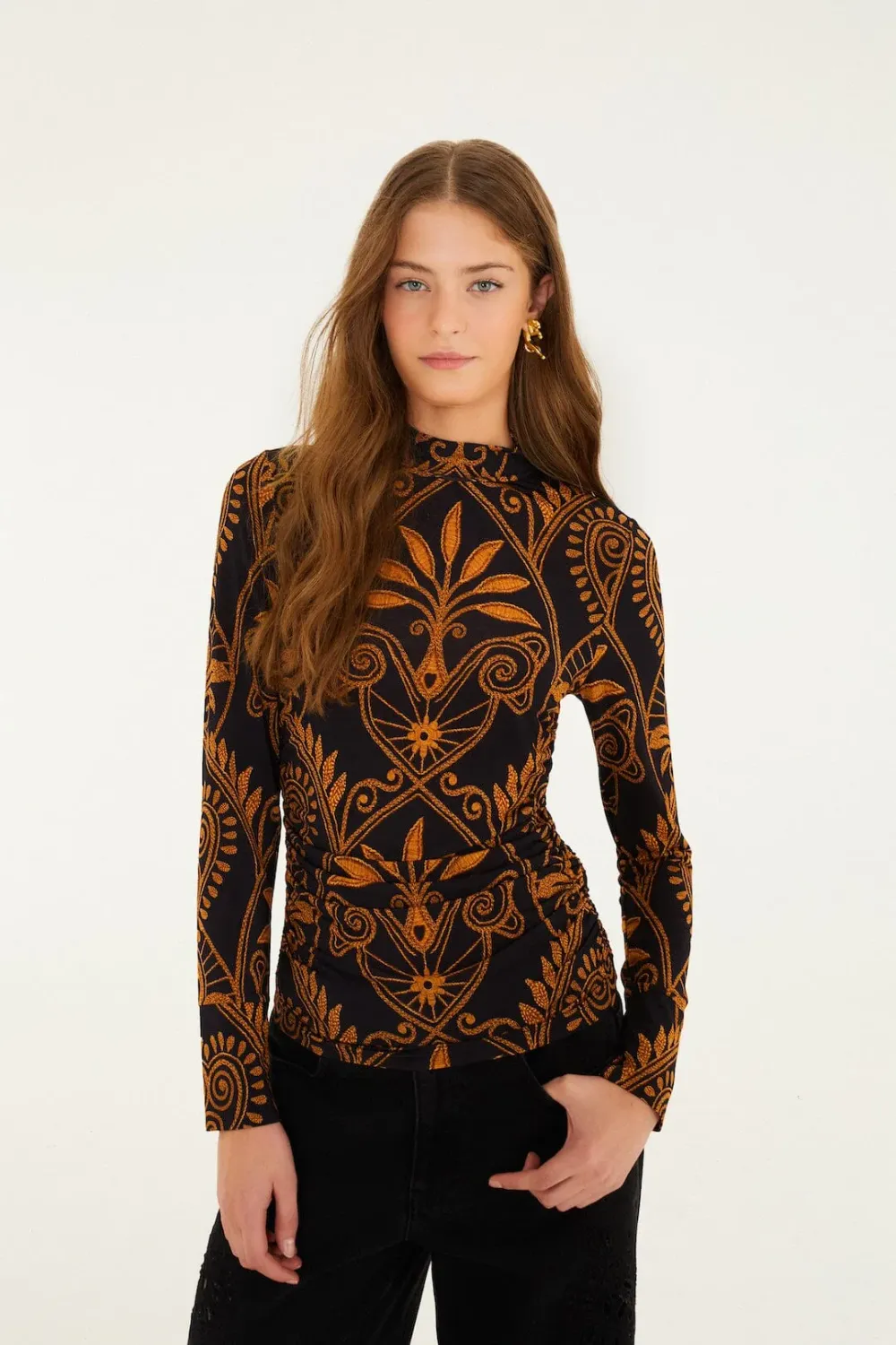 CORNELY AINIKA BLACK JERSEY BLOUSE