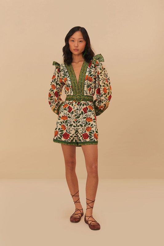 GARDEN TAPESTRY SAND ROMPER