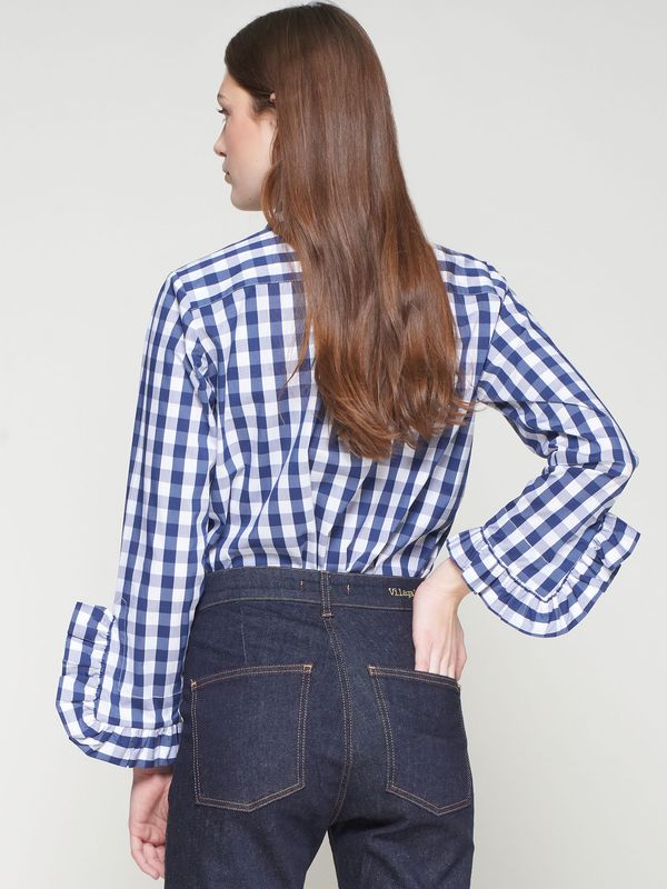 GINGHAM BLOUSE XL RUFFLE