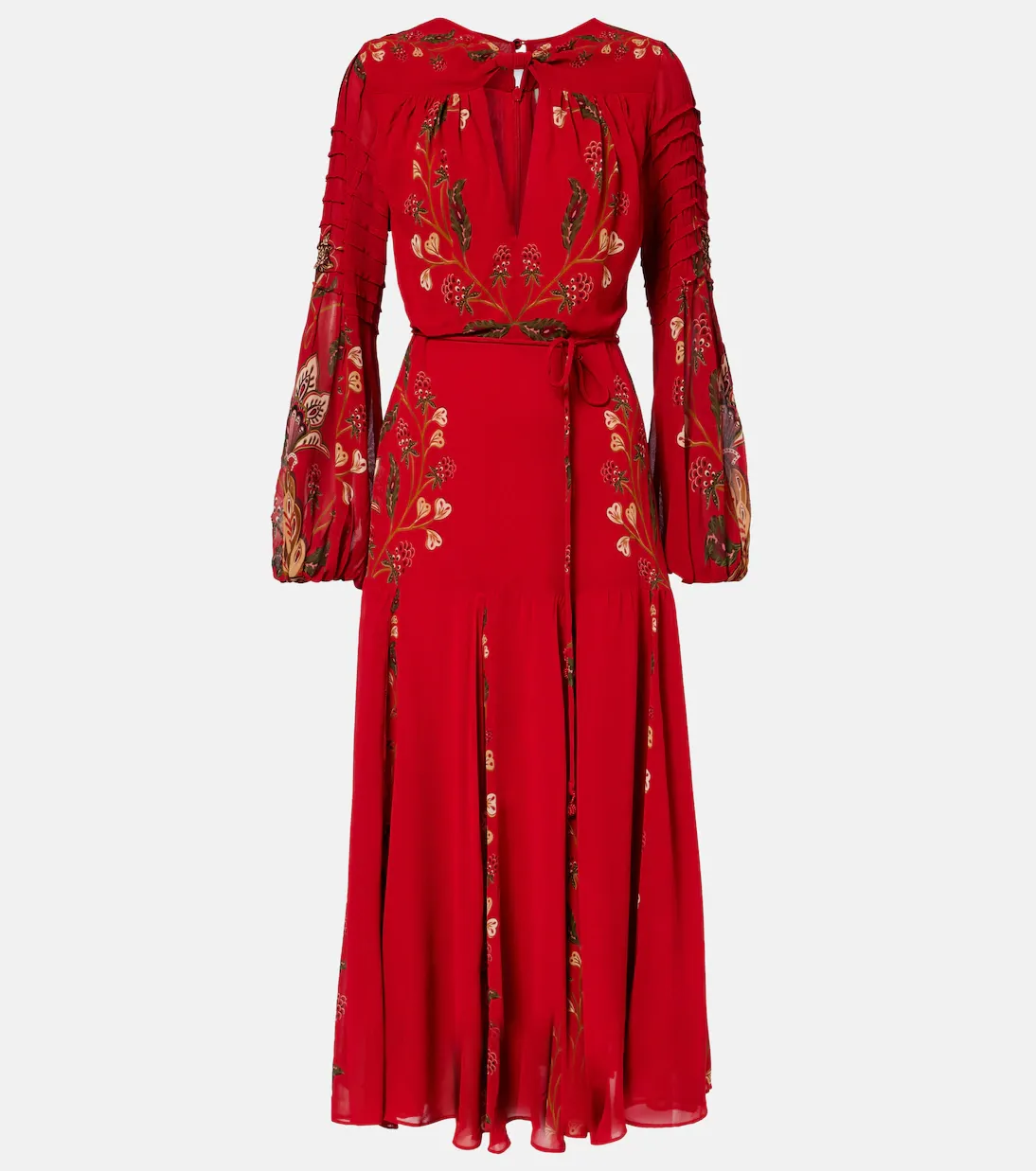 chinese dress ladies Pleated Long Sleeve Surplice Maxi Dress Blue / XL main image 1