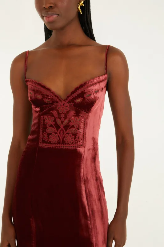 BURGUNDY SLEEVELESS MIDI DRESS