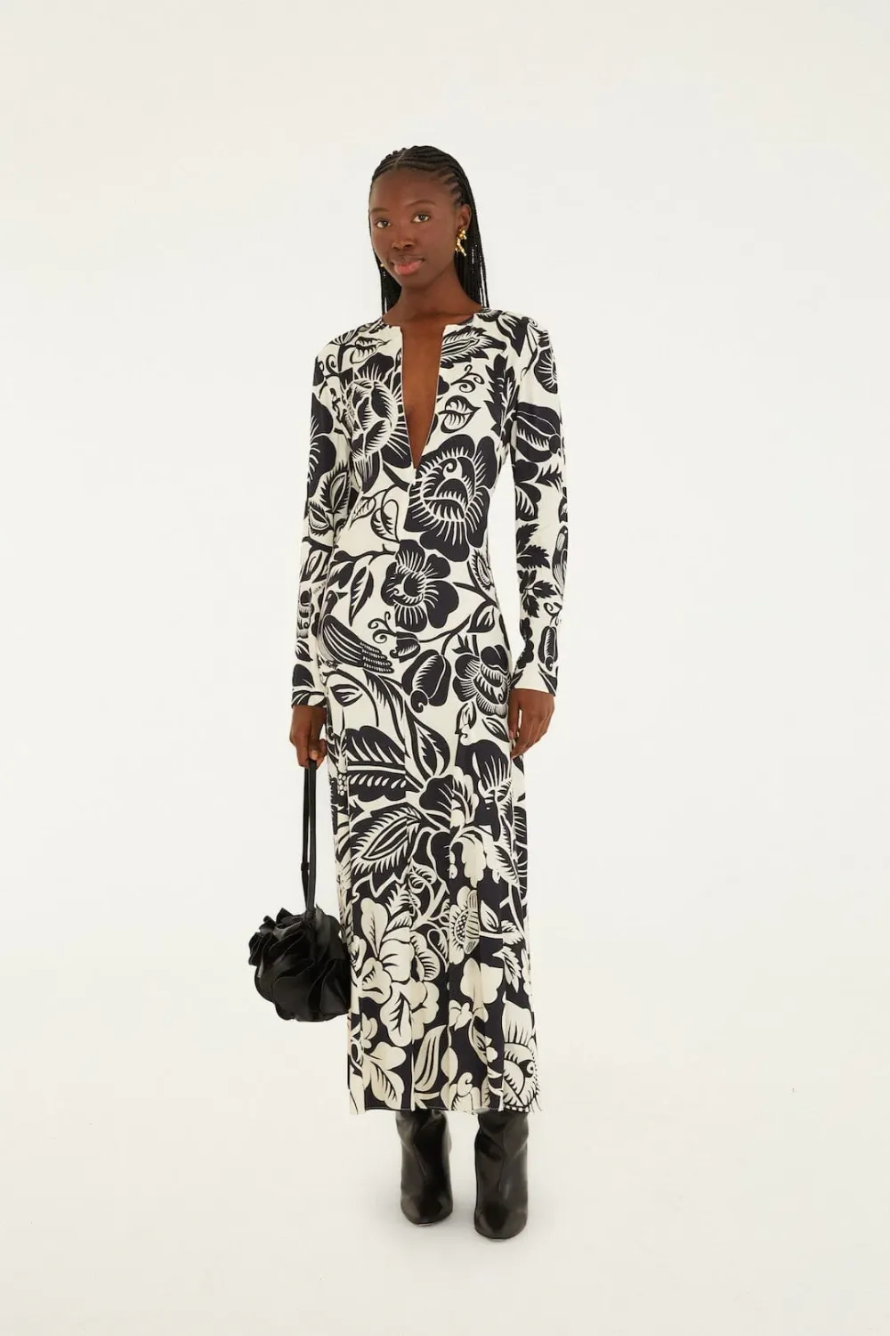 CASHEWS AND BIRDS WINTER WHITE MAXI DRESS