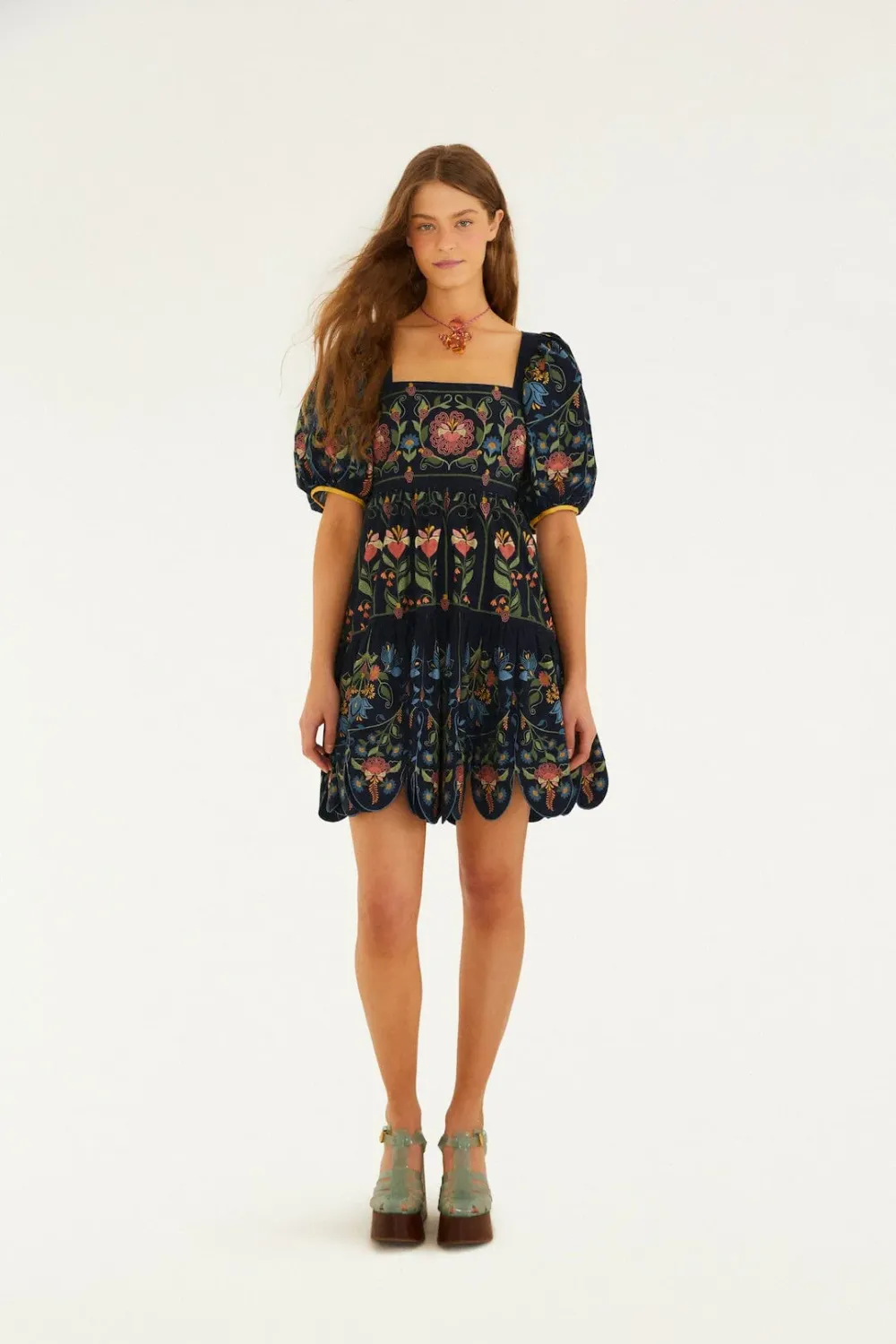 STITCHED GARDEN NAVY BLUE MINI DRESS