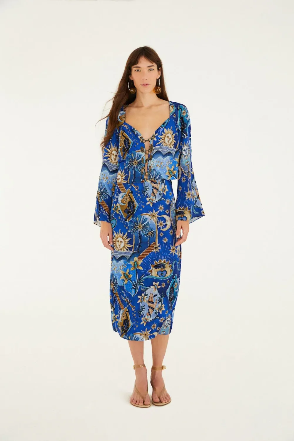 MYSTICAL BLUE CROPPED BLOUSE + SLIP SKIRT