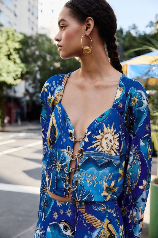 MYSTICAL BLUE CROPPED BLOUSE + SLIP SKIRT
