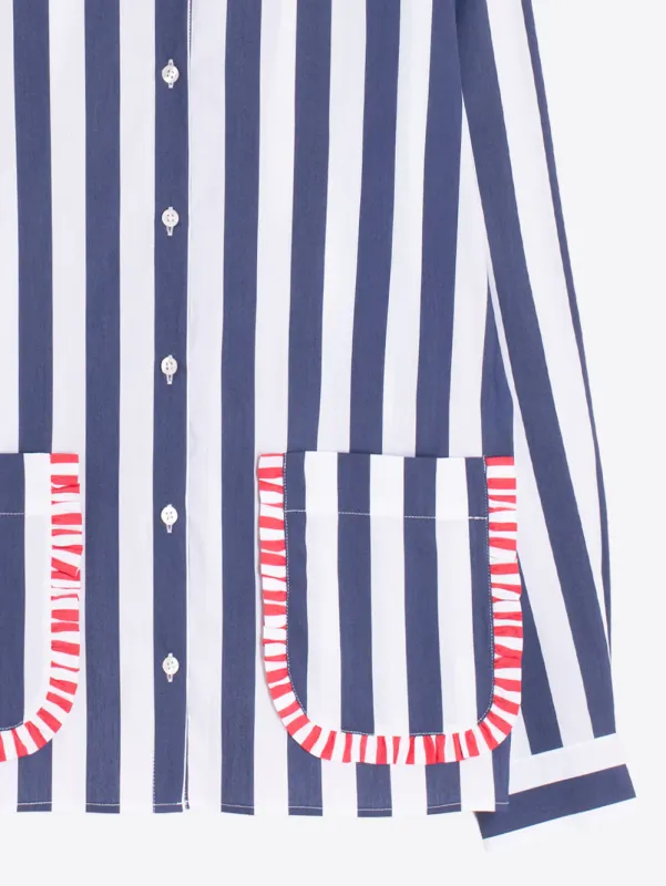 NAVY STRIPE FRONT PKT TOP