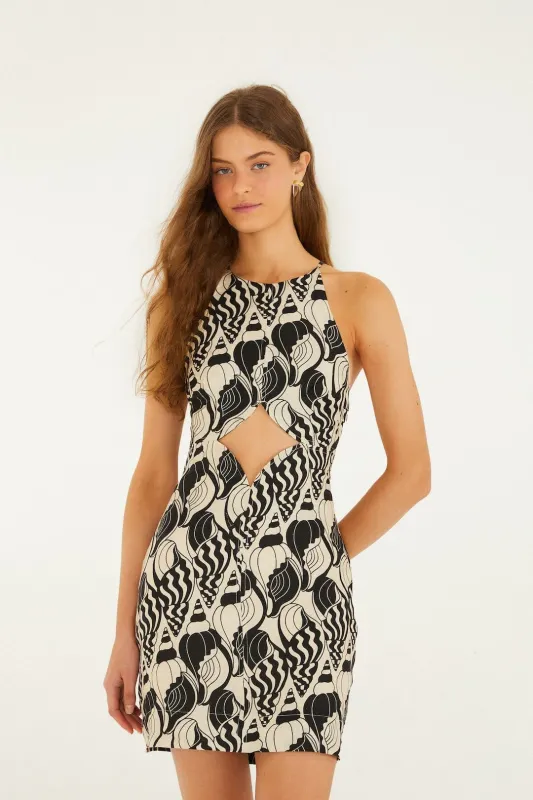 SEASHELL SERENADE SAND MINI DRESS DIAMOND CUT