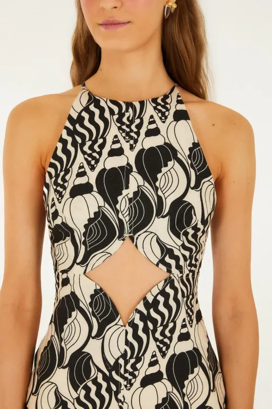 SEASHELL SERENADE SAND MINI DRESS DIAMOND CUT