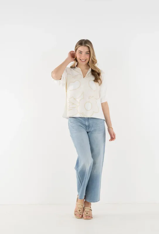 Poppy Top - Beige Bloom