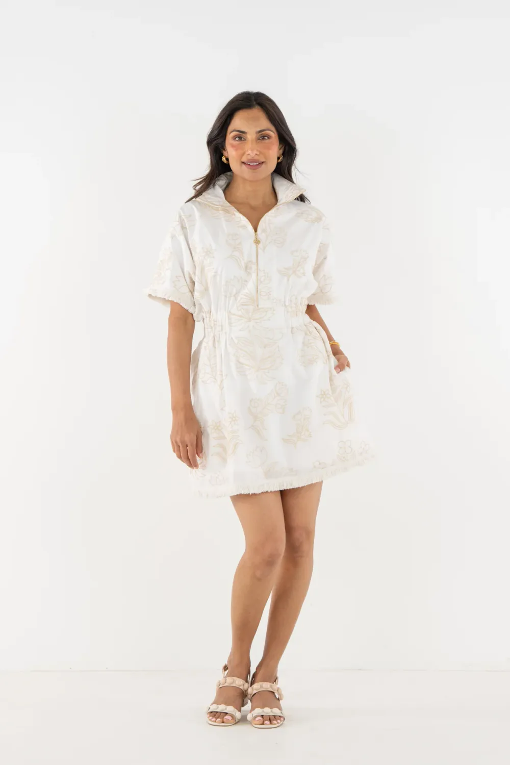 Poppy Pullover Dress - Blanc Petals