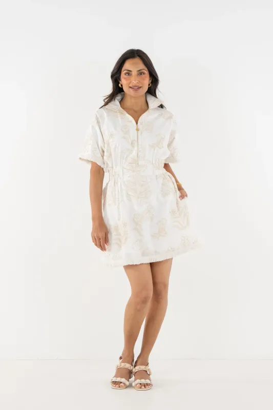 Poppy Pullover Dress - Blanc Petals