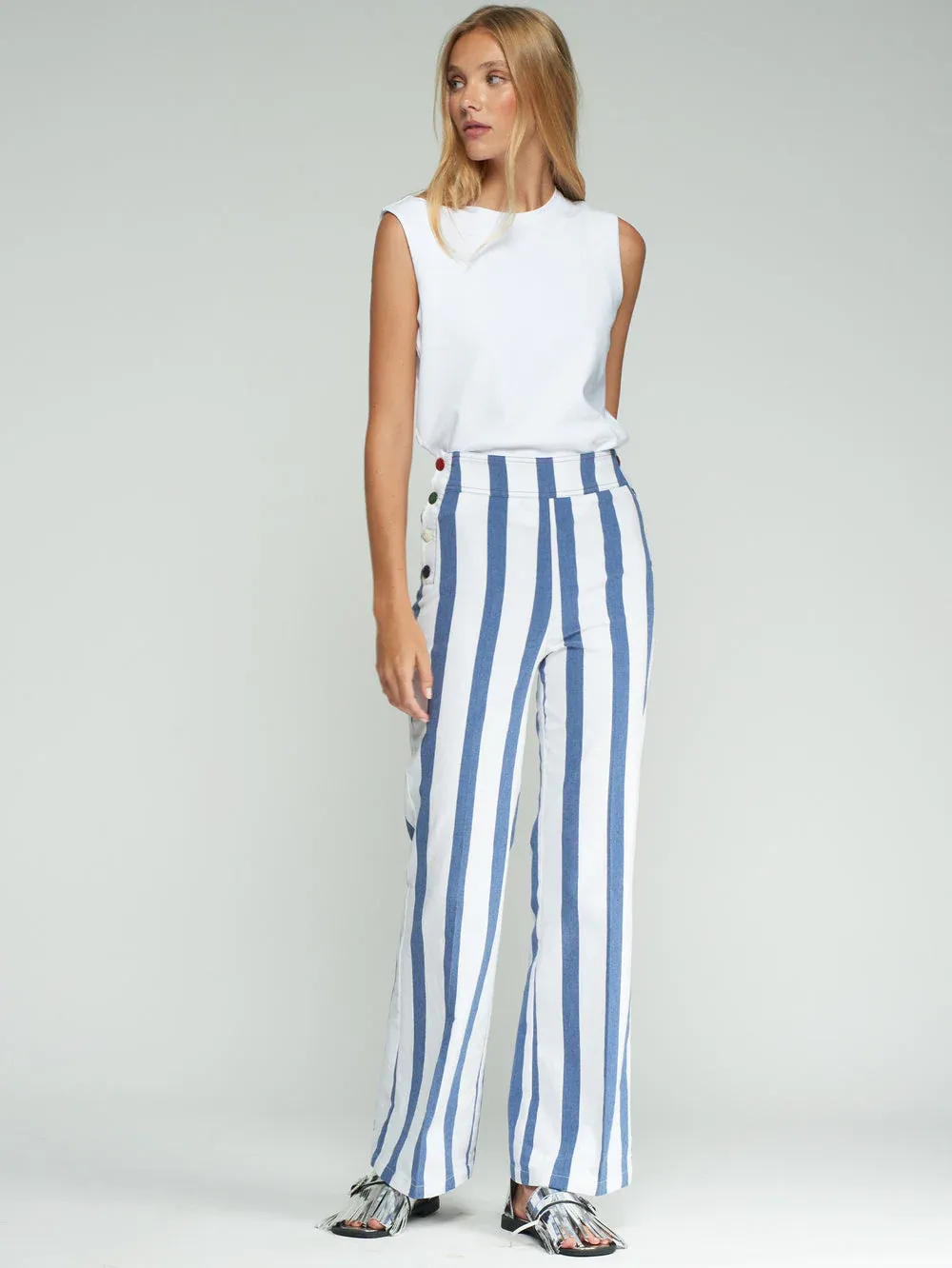 BLUE AND WHITE STRIPED SAILOR TROUSER