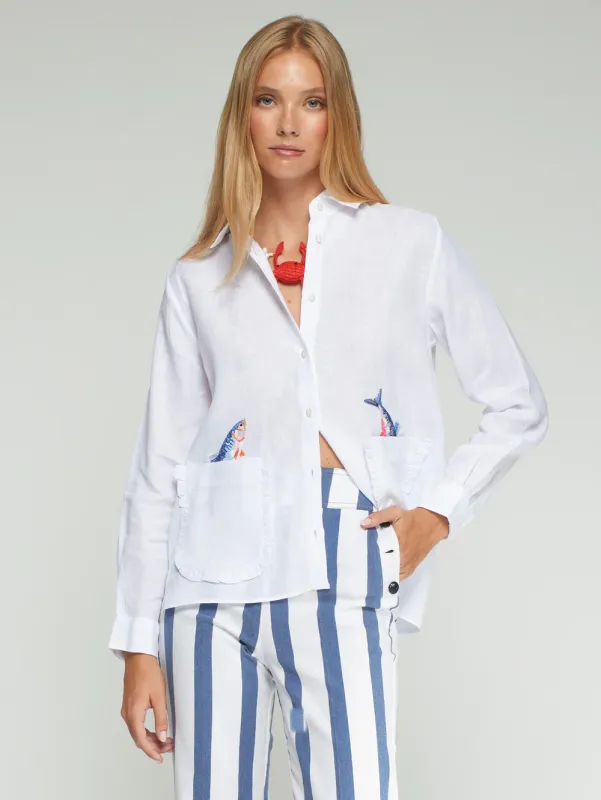 WHITE SHIRT WITH FISH DETAIL