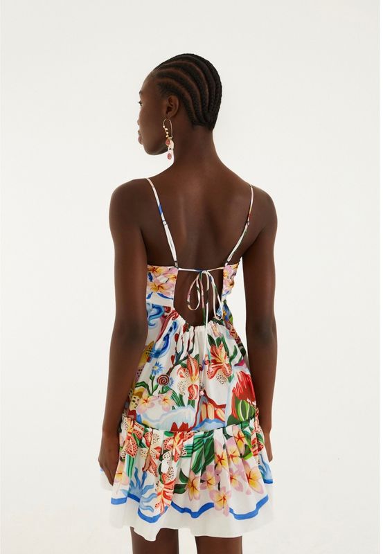 GARDEN OF LIFE SCARF OFF-WHITE MINI DRESS