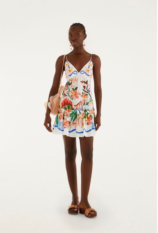 GARDEN OF LIFE SCARF OFF-WHITE MINI DRESS