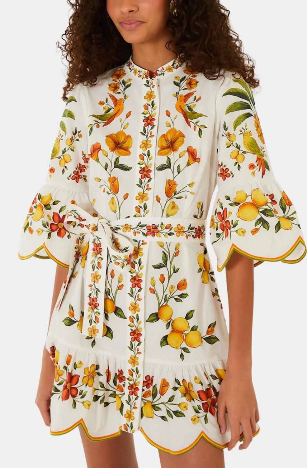 LEMON BOUQUET OFF-WHITE MINI DRESS