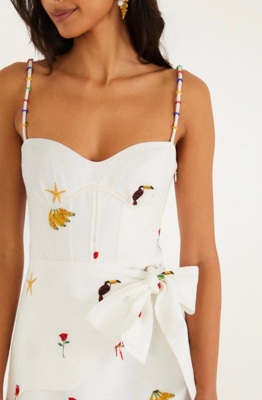 COOL DAY RELAXED OFF-WHITE SLEVELESS MINI DRE