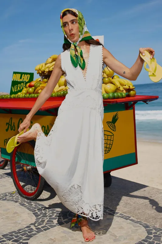 OFF-WHITE RICHILIEUR SLEEVELESS MIDI DRESS