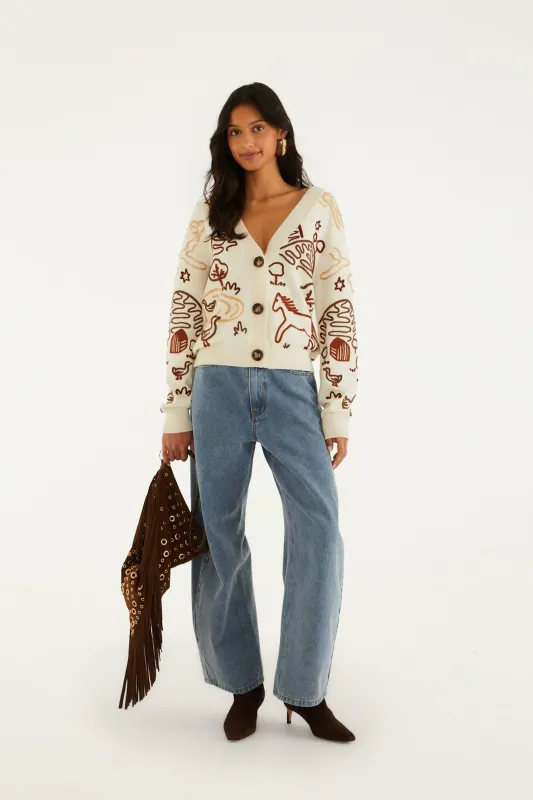 COUNTRYSIDE CORNELLI OFF-WHITE KNIT CARDIGAN